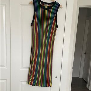 ASOS knitted midi dress in bright stripe